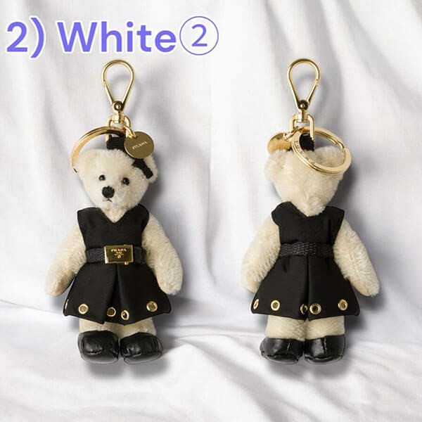 ギフトに プラダ 偽物 メタルリング付 Teddy バッグチャーム キーホルダー 1TO0