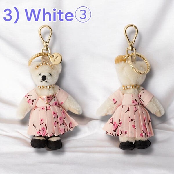 ギフトに プラダ 偽物 メタルリング付 Teddy バッグチャーム キーホルダー 1TO0