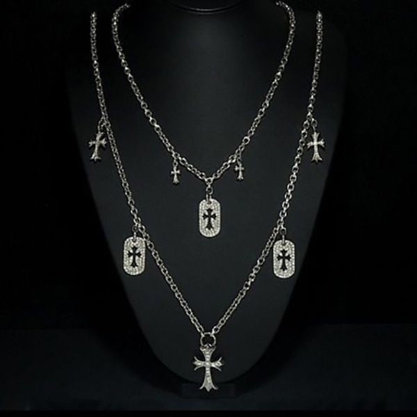 クロムハーツ 特注品 スペシャルオーダー 偽物 ダイヤ ペーパーチェーン ネックレス タイニーカットアウトクロス ドッグタグ タイニーファット ch253323
