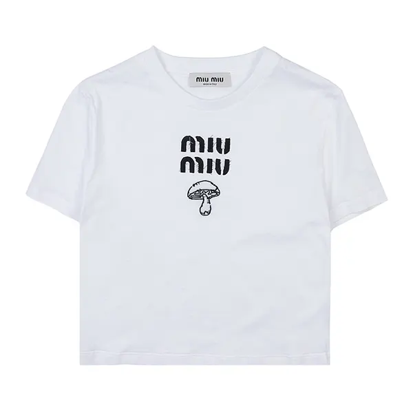 ミュウミュウ ロゴ コットン Tシャツ コピー MJN495