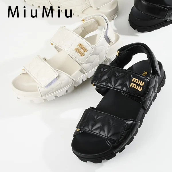 確保済み！ミュウミュウ スポーティ マテラッセレザー サンダル コピー 2色 miu200154