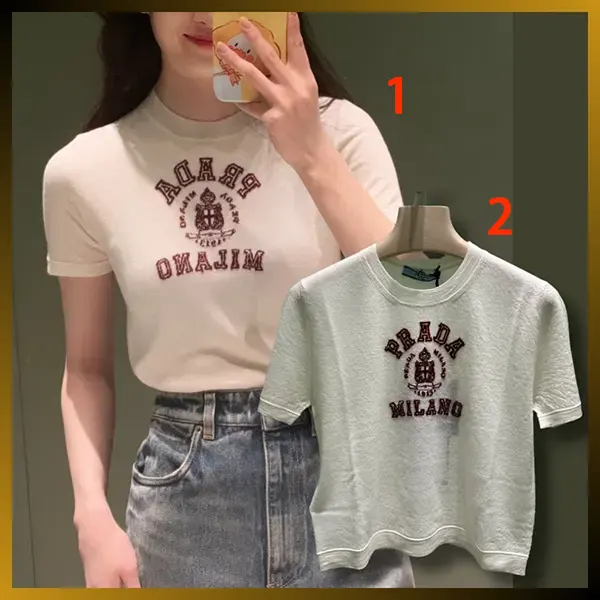 数量限定版！プラダ カシミヤ インターシャ Tシャツ ウィメンズ P24M2M