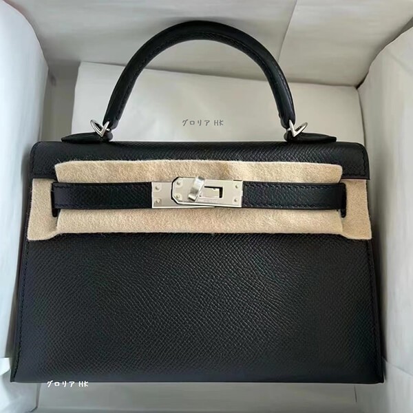 エルメス ミニケリー コピー Kelly ノワール シルバー/ゴールド 金具