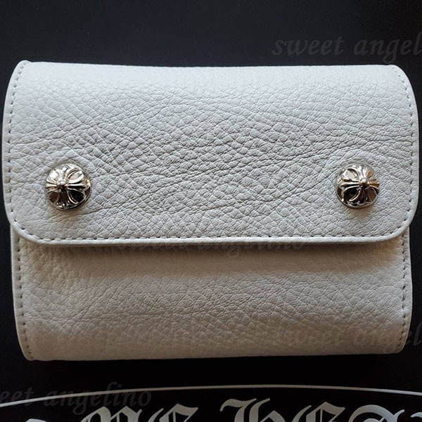 クロムハーツ 三つ折り財布 偽物 ブラック メンズ 116538 ウェーブ WAVE MINI WALLET BLACK/WHITE ミニ財布