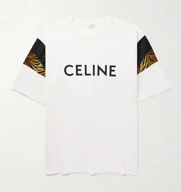 セリーヌ ロゴプリント メッシュトリム Tシャツ w25042401