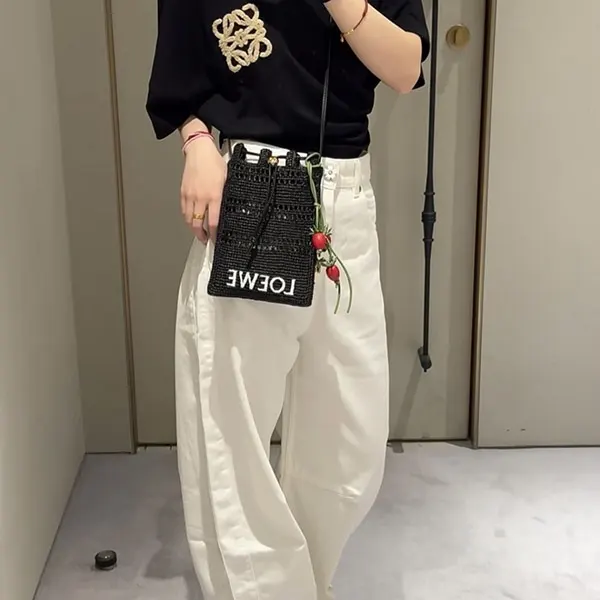 ロエベ pocket ペブル ラフィア かごバッグ 偽物 ショルダー C756PHPX05