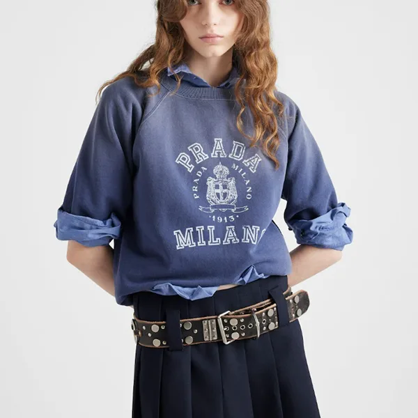 【プラダ パロディ】カレッジスタイル コットンフリース Tシャツ 135730