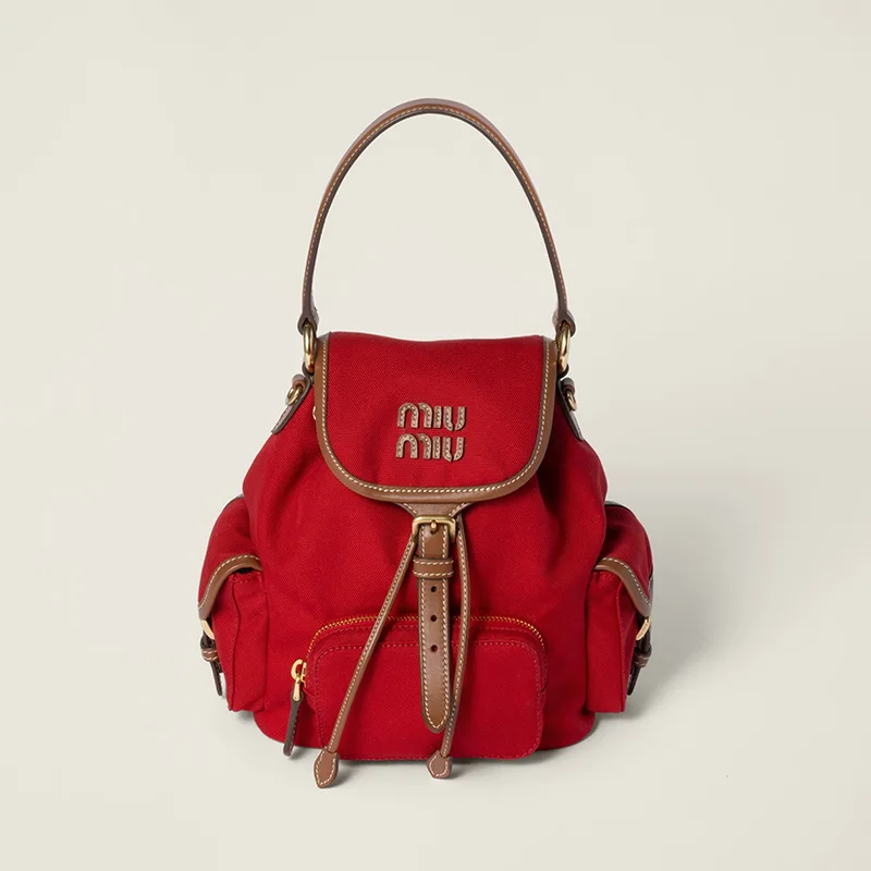 ミュウミュウ 並行輸入品 キャンバスxレザー バックパック 2色 miu0609