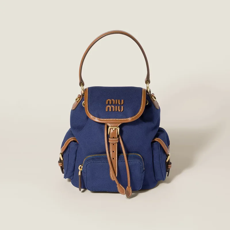 ミュウミュウ 並行輸入品 キャンバスxレザー バックパック 2色 miu0609