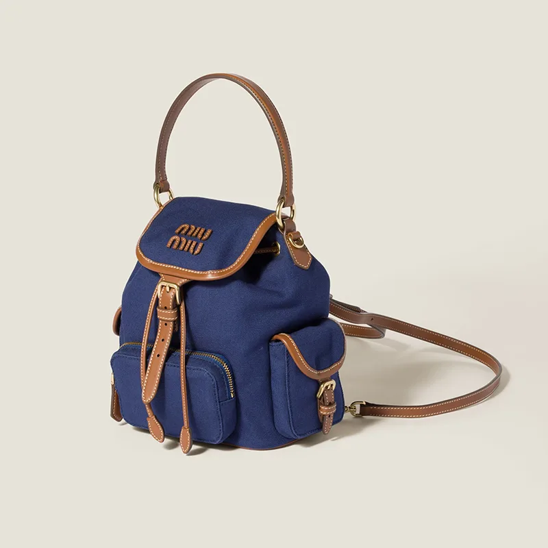 ミュウミュウ 並行輸入品 キャンバスxレザー バックパック 2色 miu0609