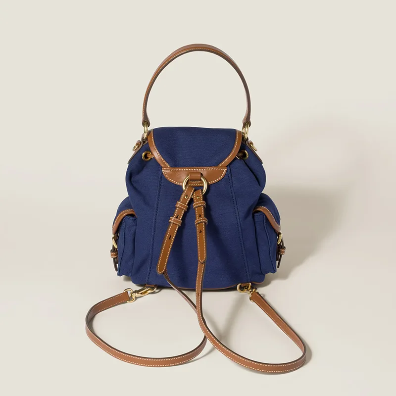 ミュウミュウ 並行輸入品 キャンバスxレザー バックパック 2色 miu0609
