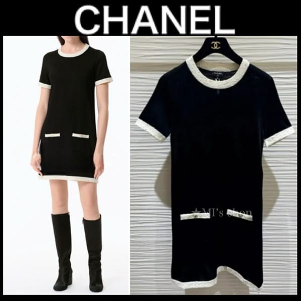 【25A/ シンプルで上品♪】シャネル ワンピース パロディ バイカラー cc25613