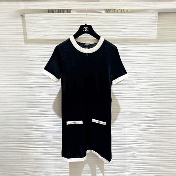 【25A/ シンプルで上品♪】シャネル ワンピース パロディ バイカラー cc25613