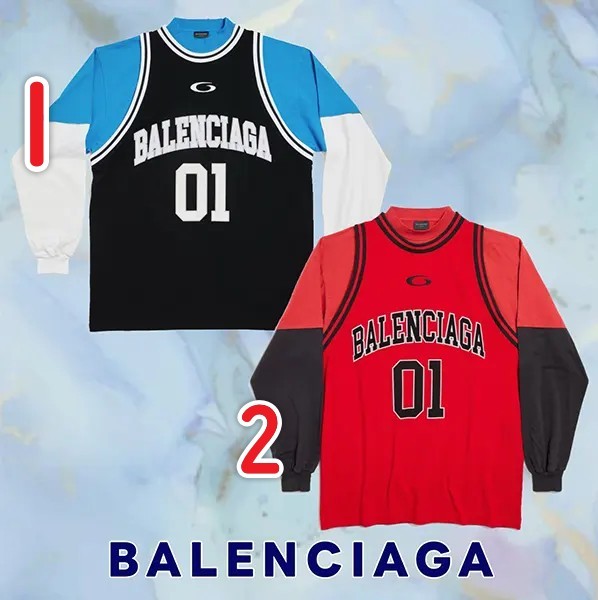 送料無料バレンシアガ Basketball Series レイヤード 長袖Tシャツ 822176TR