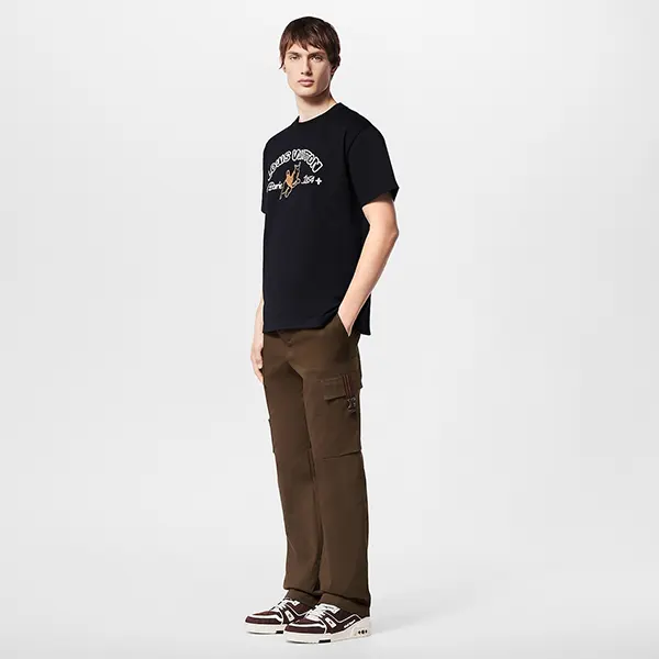 追跡付ルイヴィトン n級品 エンブロイダードコットンTシャツ 1AFQ71