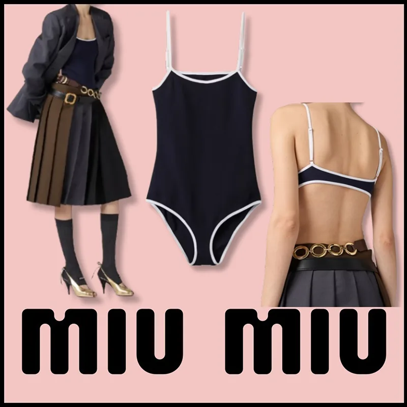 ミュウミュウ コピー スイムウェア テクニカルニット スクープネック ロゴ miu2025665