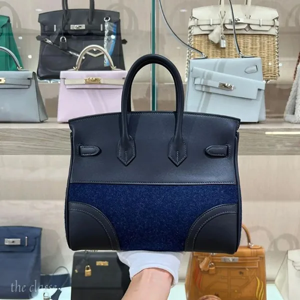 送料込エルメス バーキン25 N級品 ブルーニュイ/ブラック 限定品 h257161