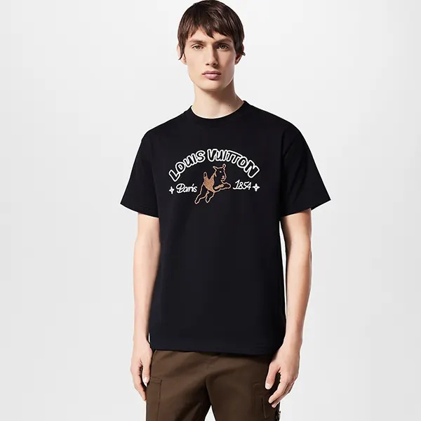 追跡付ルイヴィトン n級品 エンブロイダードコットンTシャツ 1AFQ71