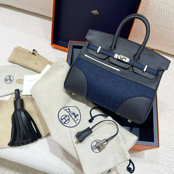 送料込エルメス バーキン25 N級品 ブルーニュイ/ブラック 限定品 h257161
