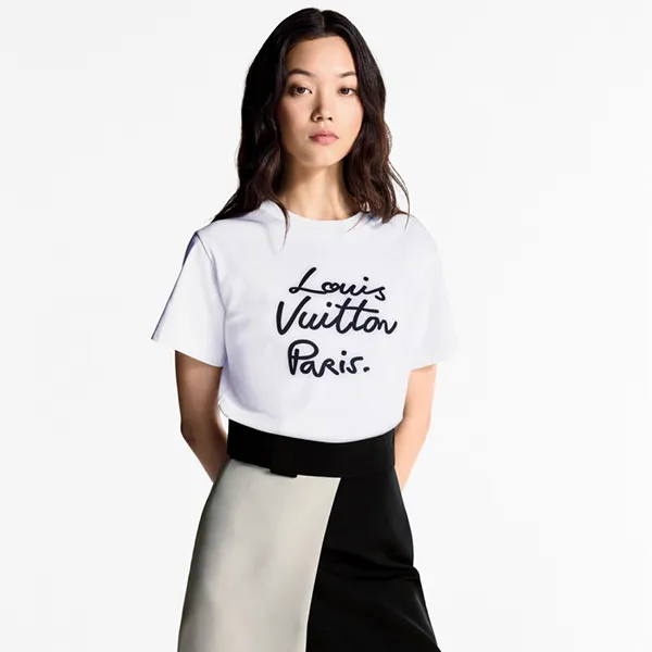 セレブ多数愛用☆＊手書きロゴ＊【ルイヴィトン コピー】グローシグネチャー Tシャツ 1AHK91