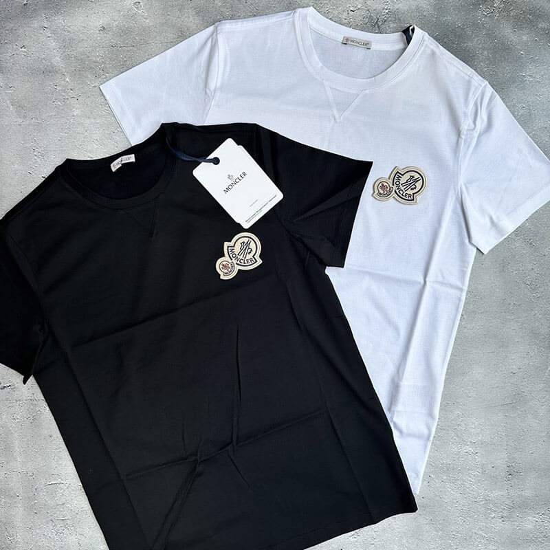 モンクレール ダブルロゴ Tシャツ 偽物 コットン スリムフィット 8C00076