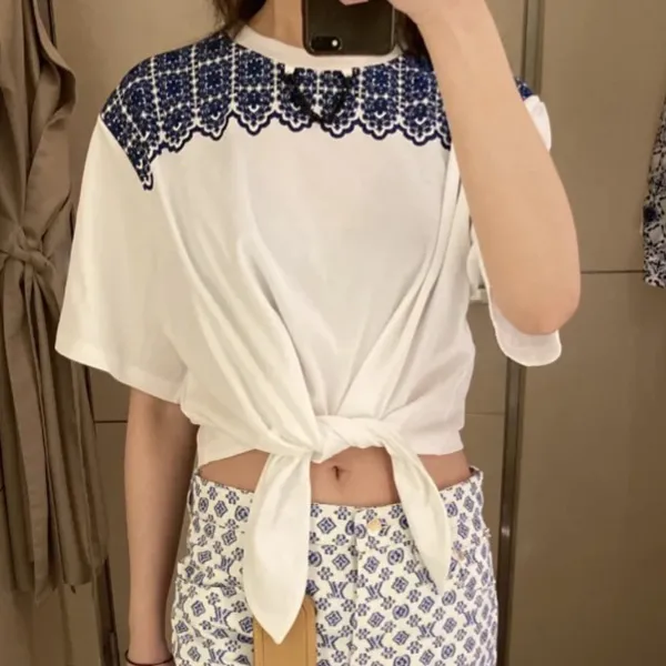 限定希少☆【シンプルお洒落♪】ルイヴィトン エンブロイダリー Tシャツ 偽物 1AFTMC