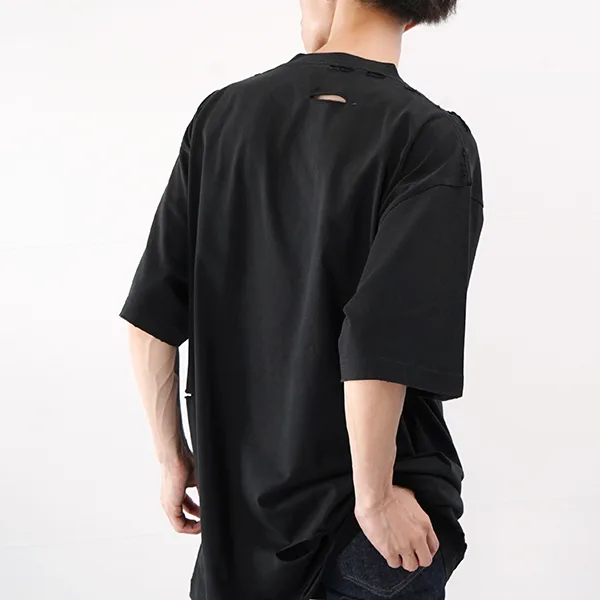 バレンシアガ ルーズフィット コピー DESTROYED Tシャツ 651795 ブラック