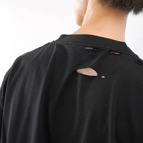 バレンシアガ ルーズフィット コピー DESTROYED Tシャツ 651795 ブラック