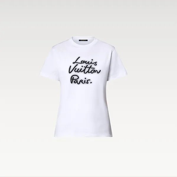 セレブ多数愛用☆＊手書きロゴ＊【ルイヴィトン コピー】グローシグネチャー Tシャツ 1AHK91