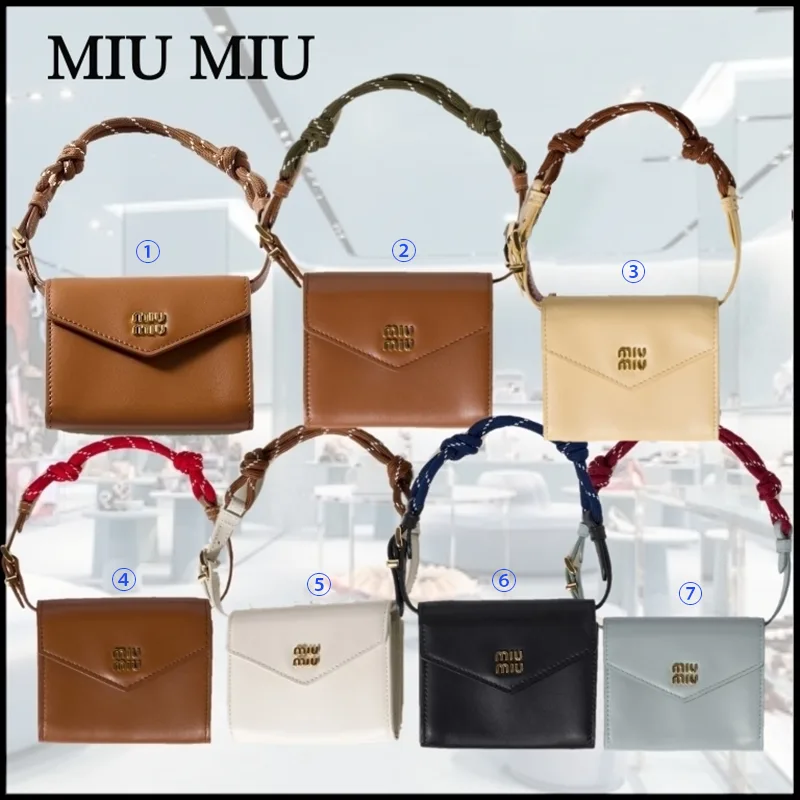 ミュウミュウ 並行輸入品 ロゴ レザー ショルダー財布 7色 miu250831