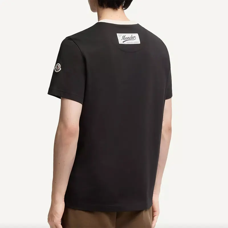 モンクレール ロゴ コットンピケ Vネック Tシャツ レプリカ 2色 mk20250805
