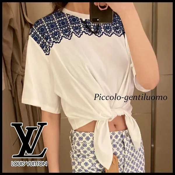 限定希少☆【シンプルお洒落♪】ルイヴィトン エンブロイダリー Tシャツ 偽物 1AFTMC