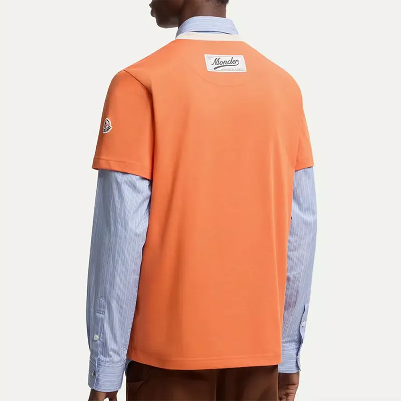 モンクレール ロゴ コットンピケ Vネック Tシャツ レプリカ 2色 mk20250805