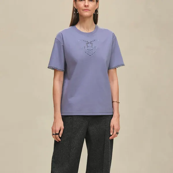 おすすめエルメス Tシャツ 激安 半袖 綿 パルフロワ パープル H5H4625DC5D34