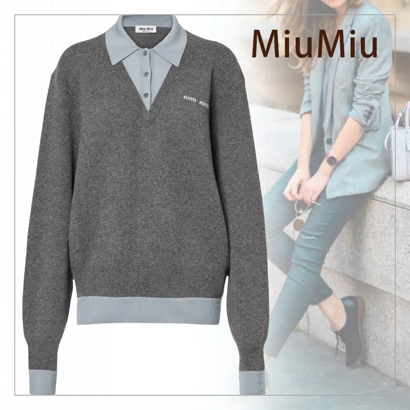 人気急上昇ミュウミュウ カシミア×ウール ポロセーター n級品 miu655325