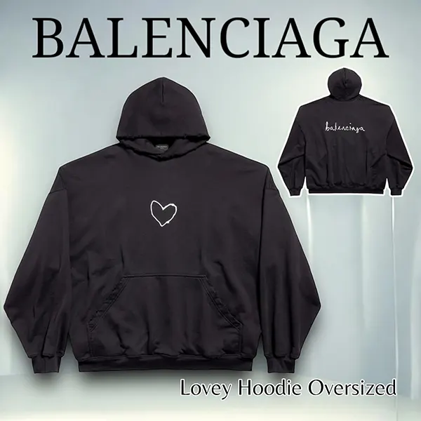 注目度抜群！バレンシアガ Lovey Hoodie Oversized コットン パーカー 739024TQVV99034