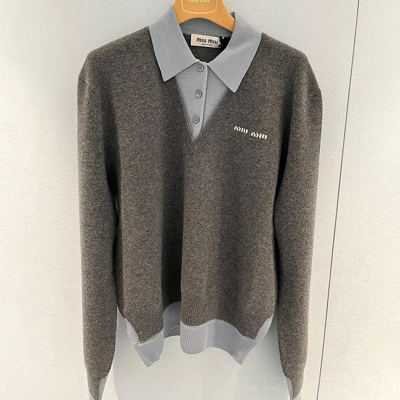 人気急上昇ミュウミュウ カシミア×ウール ポロセーター n級品 miu655325