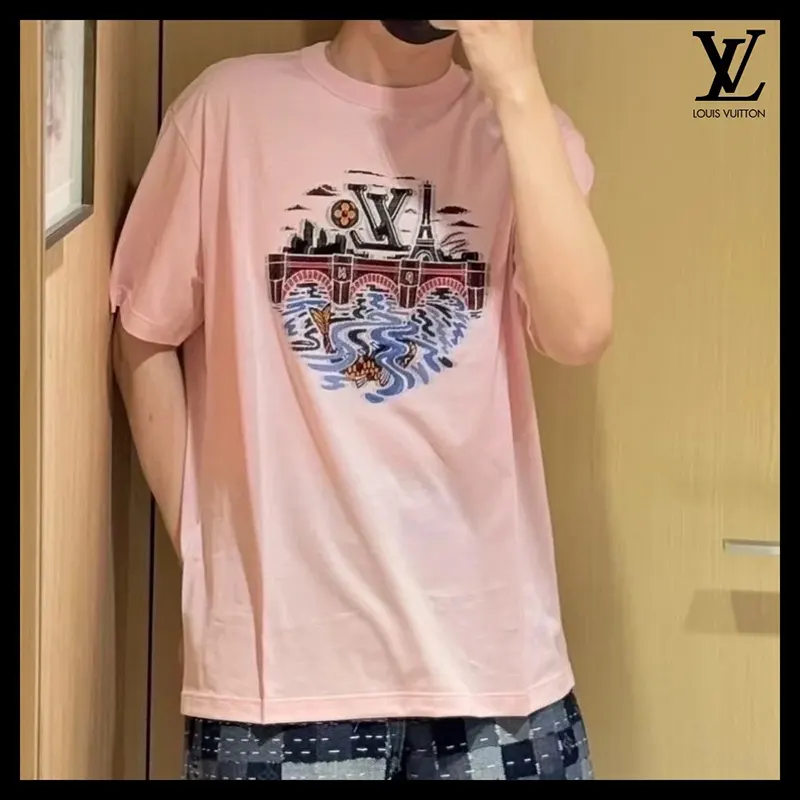 注目度NO.1ルイヴィトン シティスタンプジャカード Tシャツ パロディ 1AIMMM