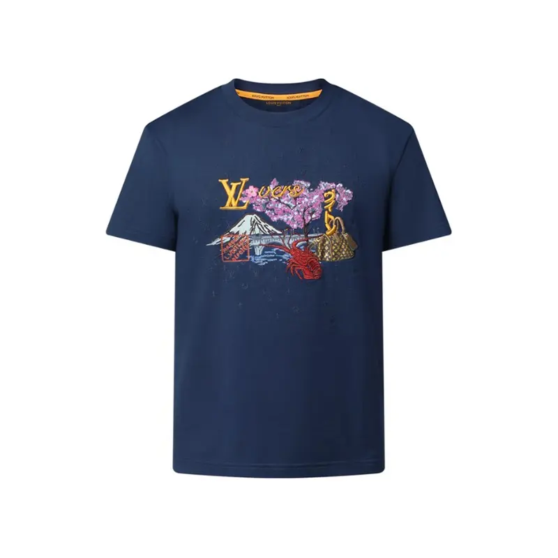【限定コラボ☆】ルイヴィトン ロゴ刺繍エンブロイダリーTシャツ フェイク 1AIMKT