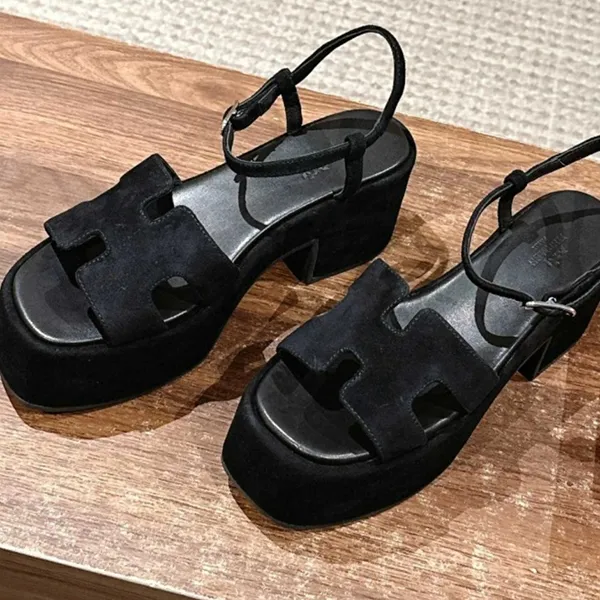 使い勝手の上手☆【魅せる脚長効果】エルメス ジャム 7.5cm 厚底サンダル コピー H242124Z 02370