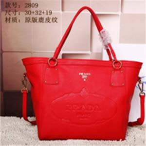 プラダコピー バッグ PRADA 2014秋冬新作 高品質 original leather レディース 通勤·通学バッグ 手提げショルダーバッグ レッド 2809-4